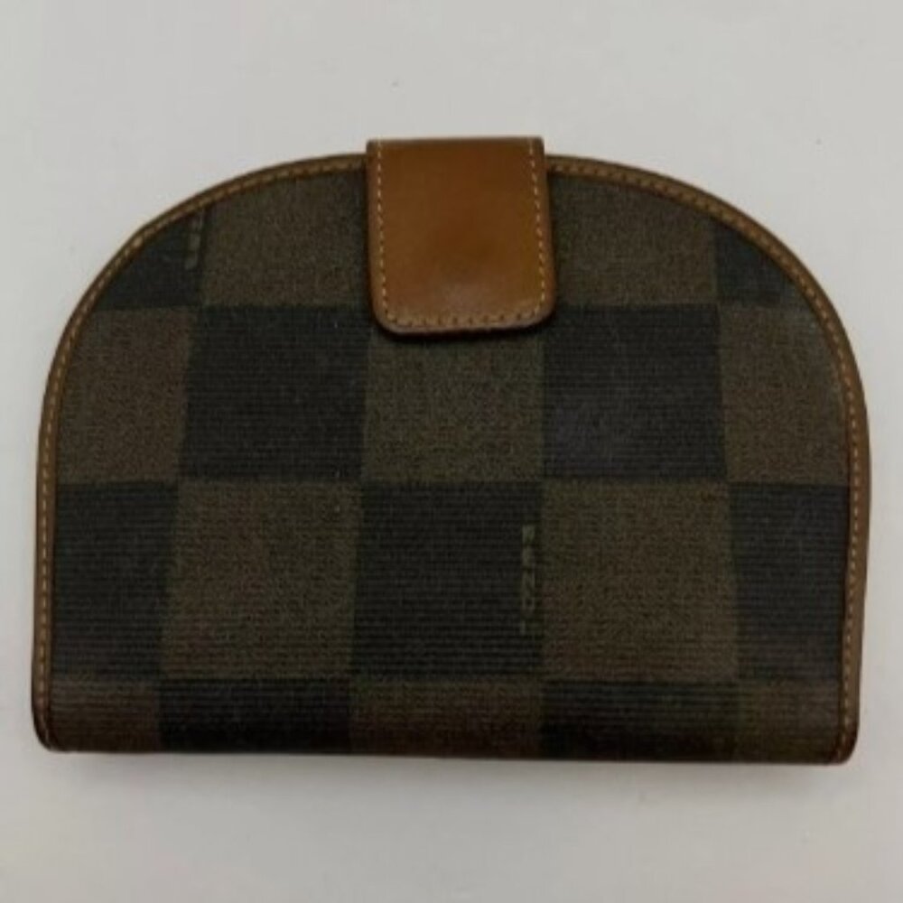 FENDI Checkerboard Canvas & Leather Wallet | Brown
